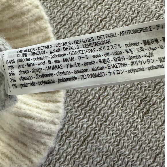 Zara Color Block Wool Blend Sweater Size M Mock Neck Oversized Boxy - Picture 4 of 6